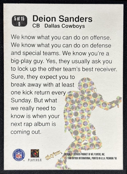 Deion Sanders 1998 Skybox Premium D'stroyers Cowboys