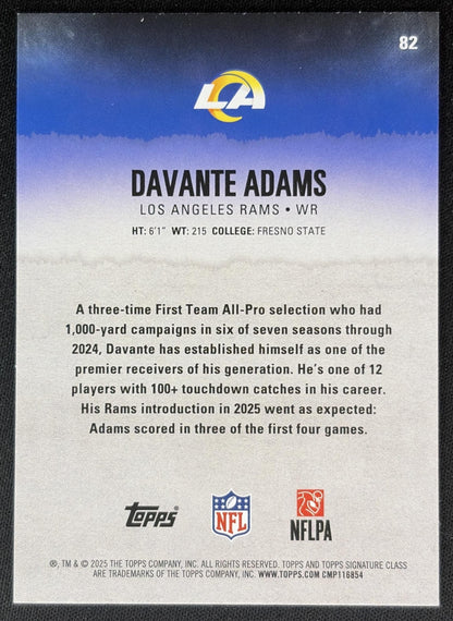Davante Adams 2025 Topps Signature Class Veteran Magenta Foil /250 Rams Sports Trading Cards