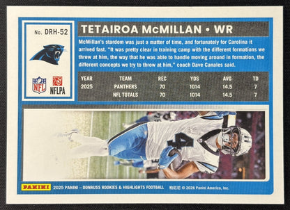 Tetairoa McMillan 2025 Panini Donruss Rookies & Highlights Panthers Sports Trading Cards
