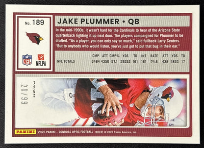 Jake Plummer 2025 Panini Donruss Optic Pink Velocity Prizm /99 Cardinals Sports Trading Cards