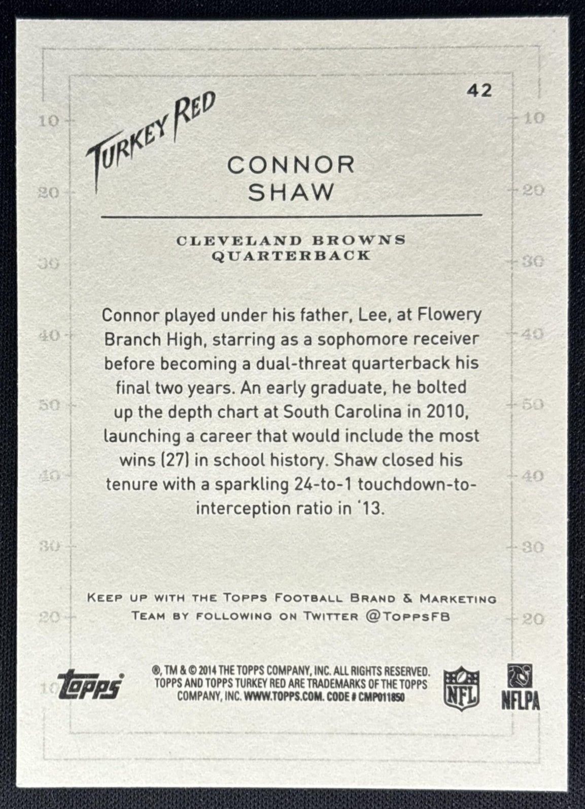 Connor Shaw 2014 Topps Turkey Red Browns Sports Trading Cards