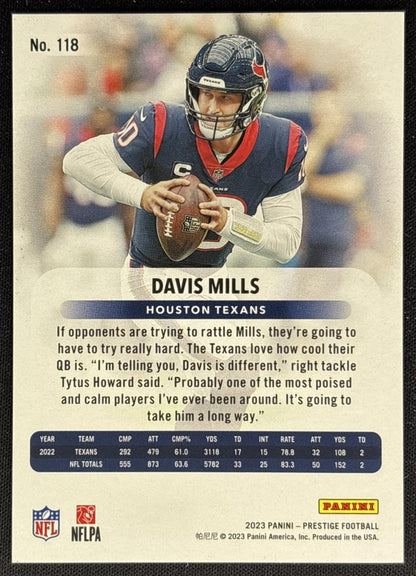 Davis Mills 2023 Panini Prestige Xtra Points Premium Red /399 Texans back