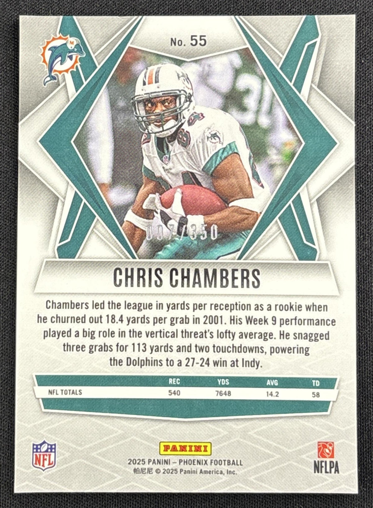 Chris Chambers 2025 Panini Phoenix Fire Burst Prizm /350 Dolphins