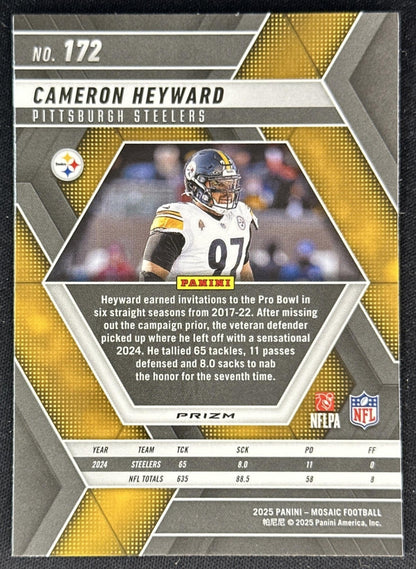 Cameron Heyward 2025 Panini Mosaic No Huddle Silver Prizm Steelers back