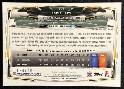 Eddie Lacy 2014 Topps Chrome Blue Refractor /199 Packers Sports Trading Cards