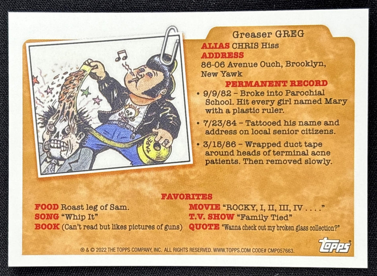 Fran Furter 2022 Topps Garbage Pail Kids Sapphire Gold /99