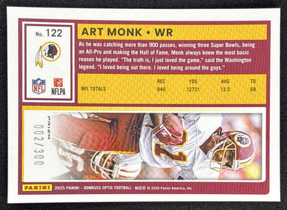 Art Monk 2025 Panini Donruss Optic Wave Prizm /300 Redskins