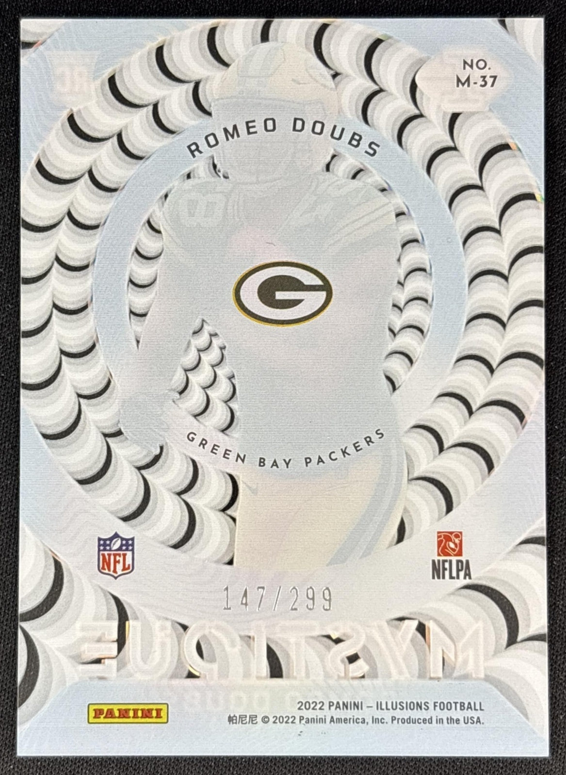 Romeo Doubs 2022 Panini Illusions Mystique Light Blue /299 Packers Back