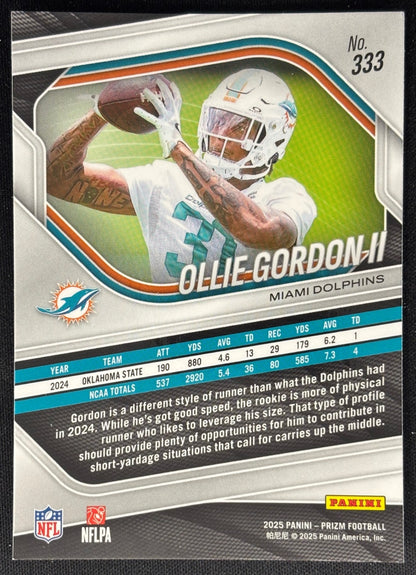 Ollie Gordon II 2025 Prizm Rookie Dolphins Sports Trading Card