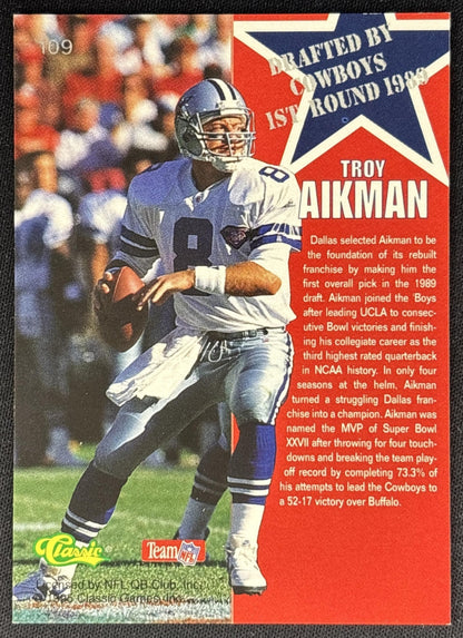 Troy Aikman 1995 Classic NFL Rookies Cowboys Sports Trading Cards