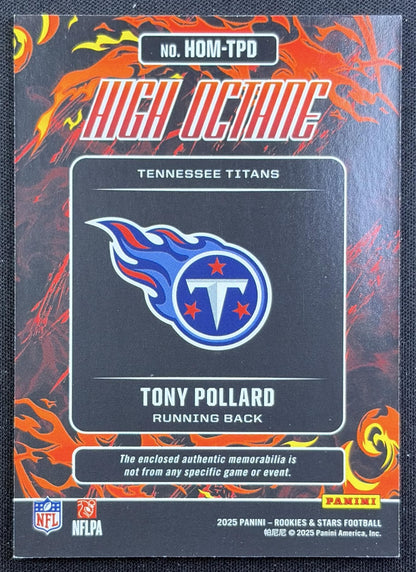 Tony Pollard 2025 Panini Rookies & Stars High Octane Memorabilia Titans back