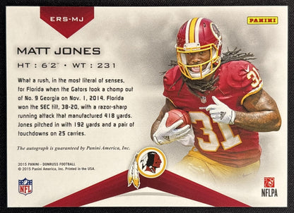 Matt Jones 2015 Panini Donruss Elite Rookie Signatures Redskins back