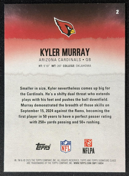 Kyler Murray 2025 Topps Signature Class Veteran Blue & Yellow Foil Cardinals Sports Trading Cards