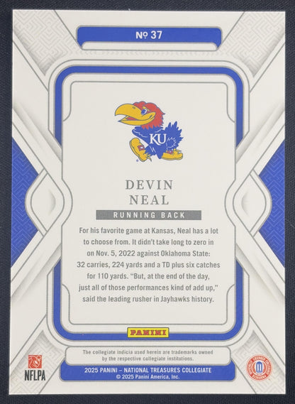 Devin Neal 2025 Panini National Treasures Collegiate /99 Jayhawks