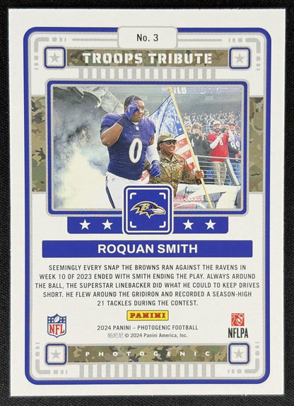 Roquan Smith 2024 Panini Photogenic Troops Tribute Ravens