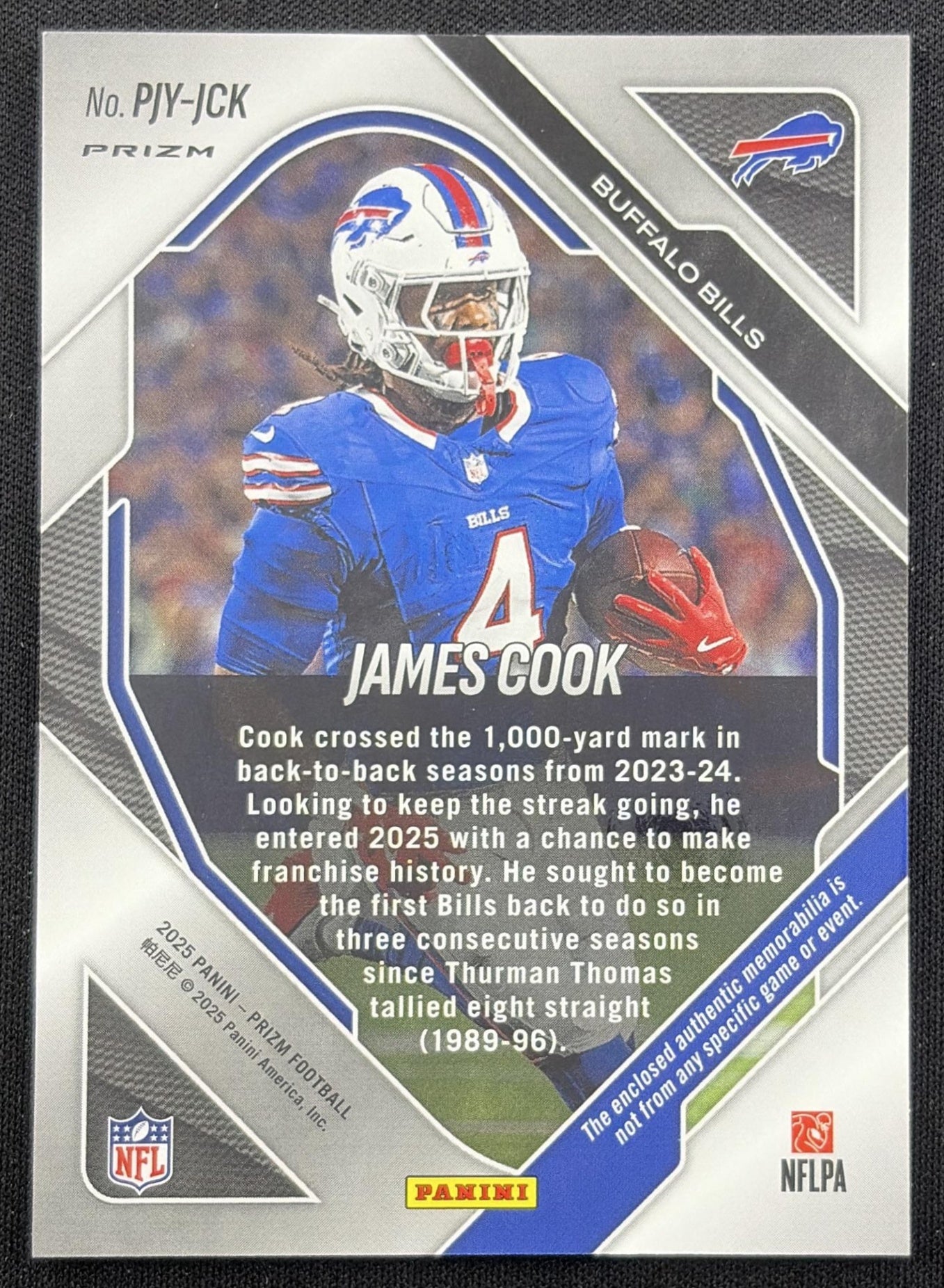 James Cook 2025 Panini Prizm Premier Jerseys Neon Green Pulsar Bills Buffalo Bills