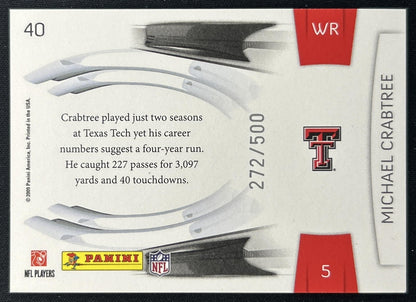 Michael Crabtree 2009 Panini Playoff Prestige Prestigious Picks Green /500