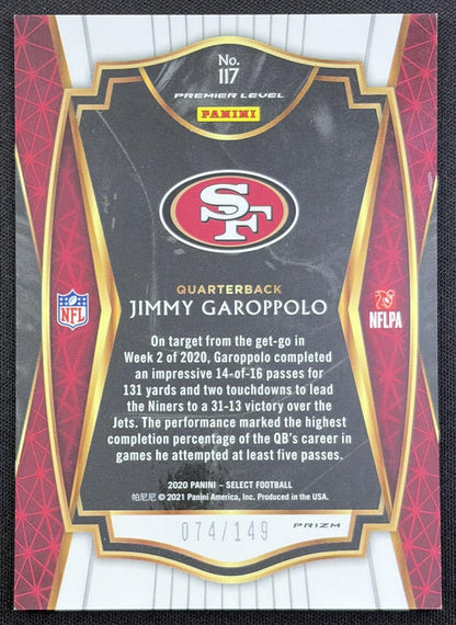 Jimmy Garoppolo 2020 Panini Select Blue Prizm /149 49ers San Francisco 49ers