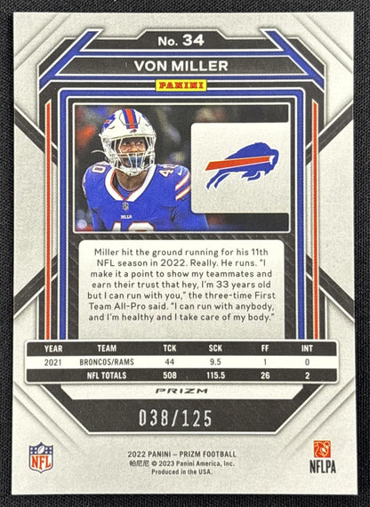 Von Miller 2022 Panini Prizm Purple /125 Bills