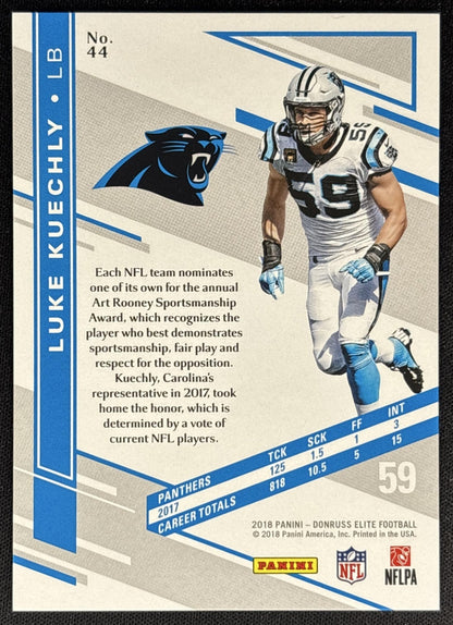 Luke Kuechly 2018 Panini Donruss Elite Red /299 Panthers back
