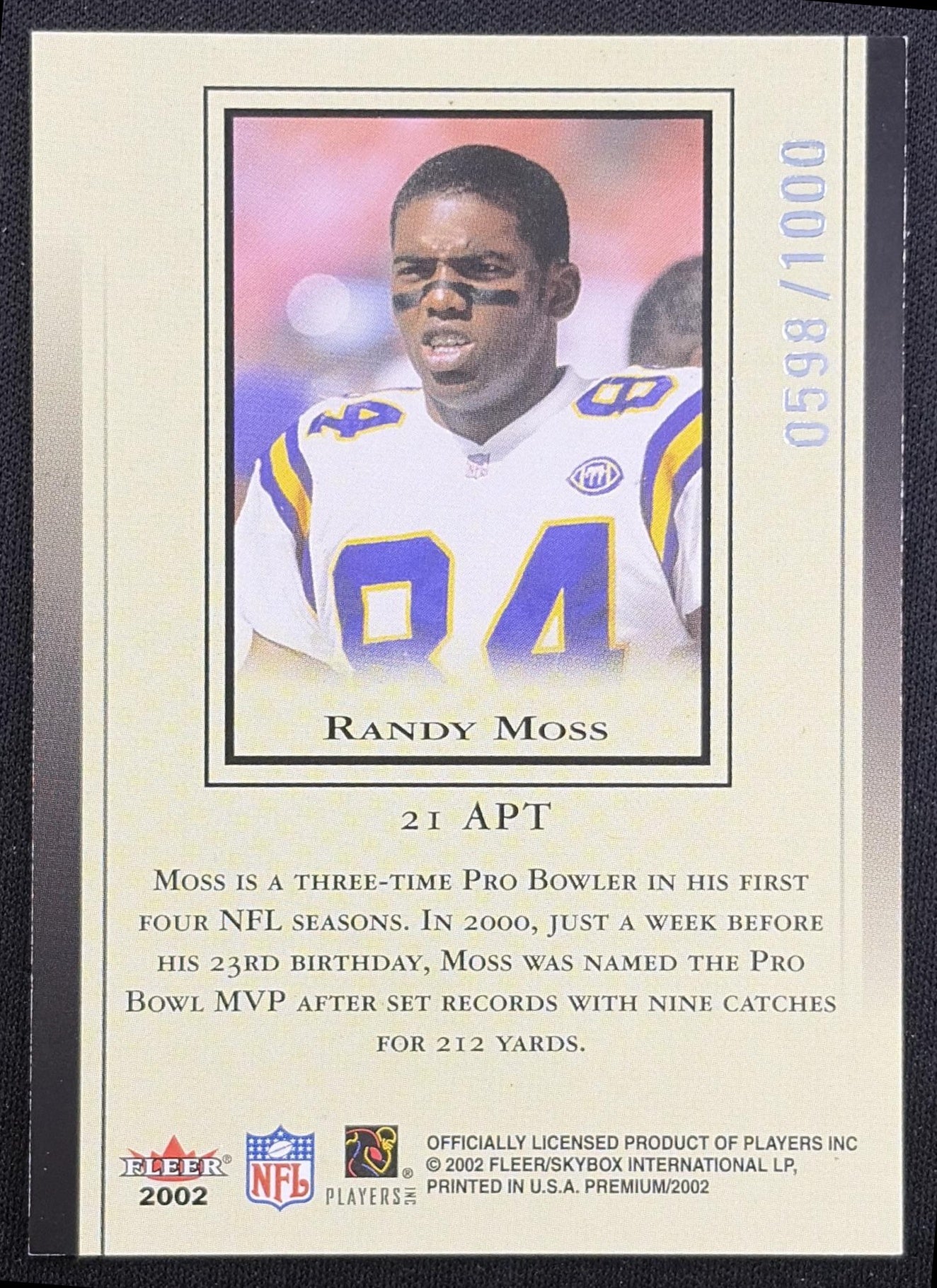 Randy Moss 2002 Fleer Premium All Pro Team /1000 Vikings