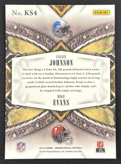 Calvin Johnson Mike Evans 2014 Panini Crown Royale Knights and Squires Patriots