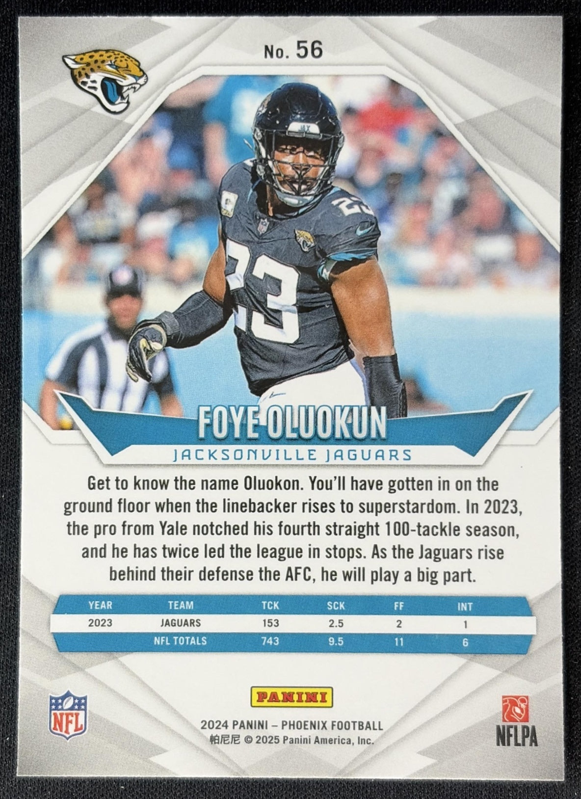 Foye Oluokun 2024 Panini Phoenix International Jaguars back