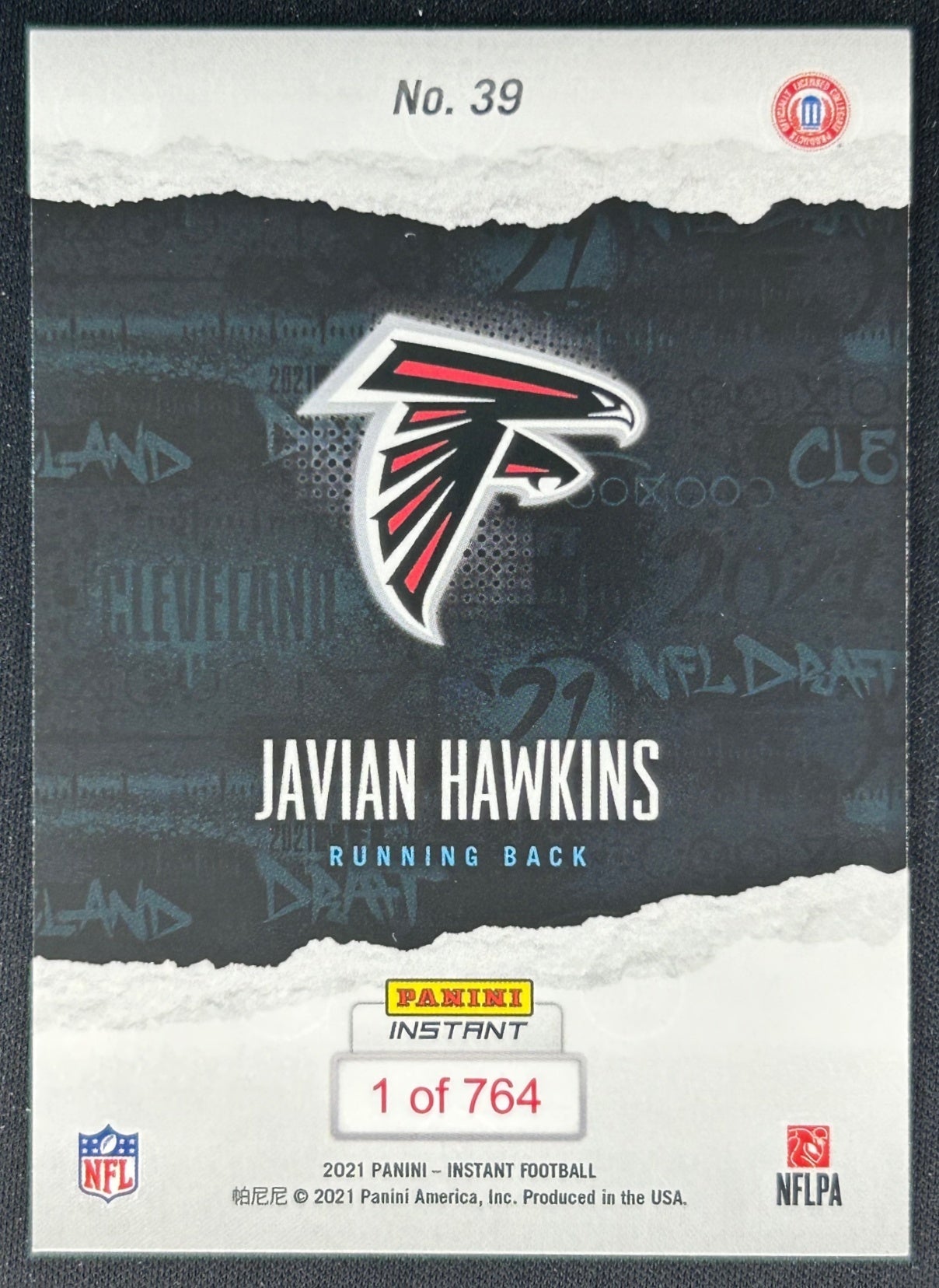 Javian Hawkins 2021 Panini Instant NFL Draft Night Falcons Sports Trading Cards