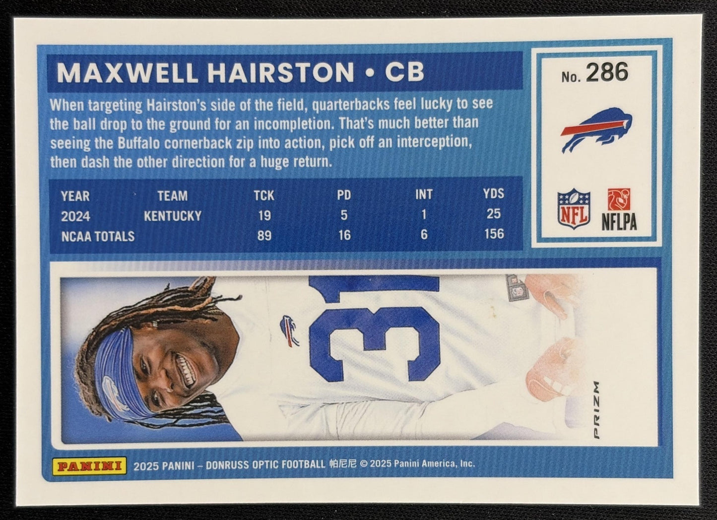 Maxwell Hairston 2025 Donruss Optic Rated Rookie Green Velocity Prizm Bills