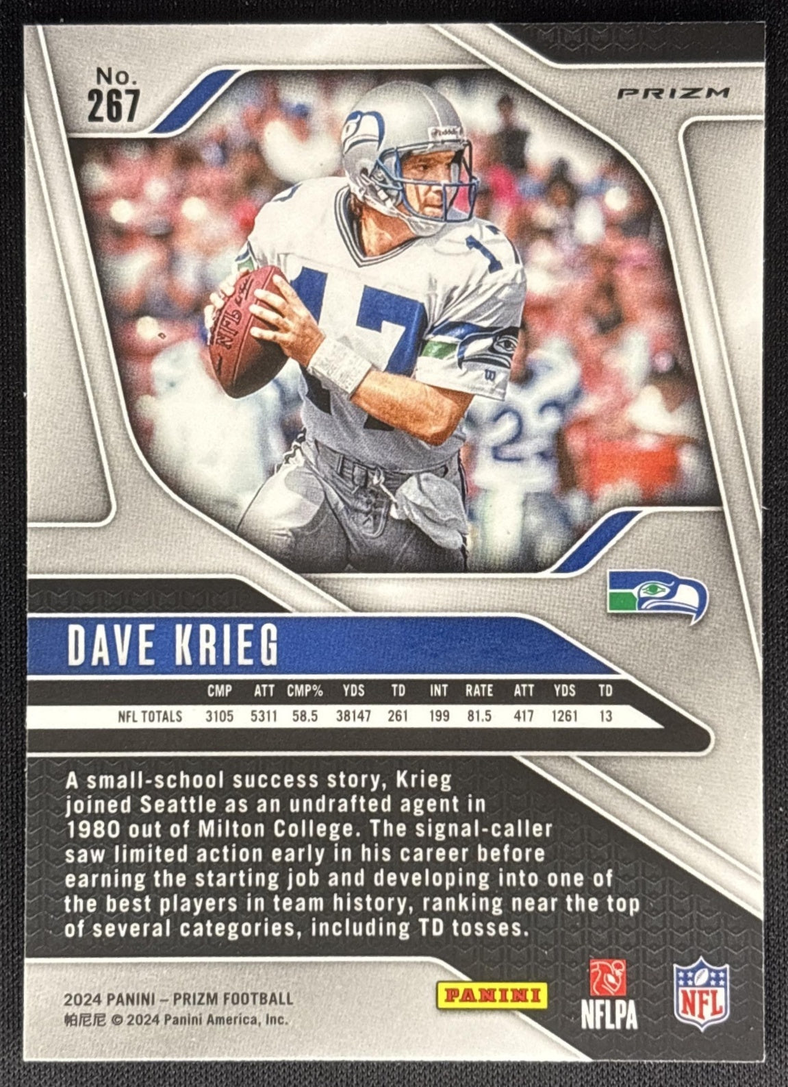 Dave Krieg 2024 Panini Prizm Red Seahawks Sports Trading Card