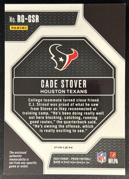 Cade Stover 2024 Panini Prizm Rookie Gear Neon Green Pulsar Texans