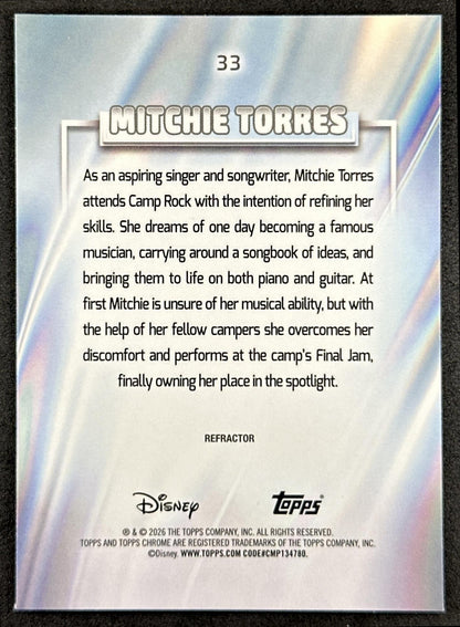 Mitchie Torres 2026 Topps Chrome Disney Refractor Back