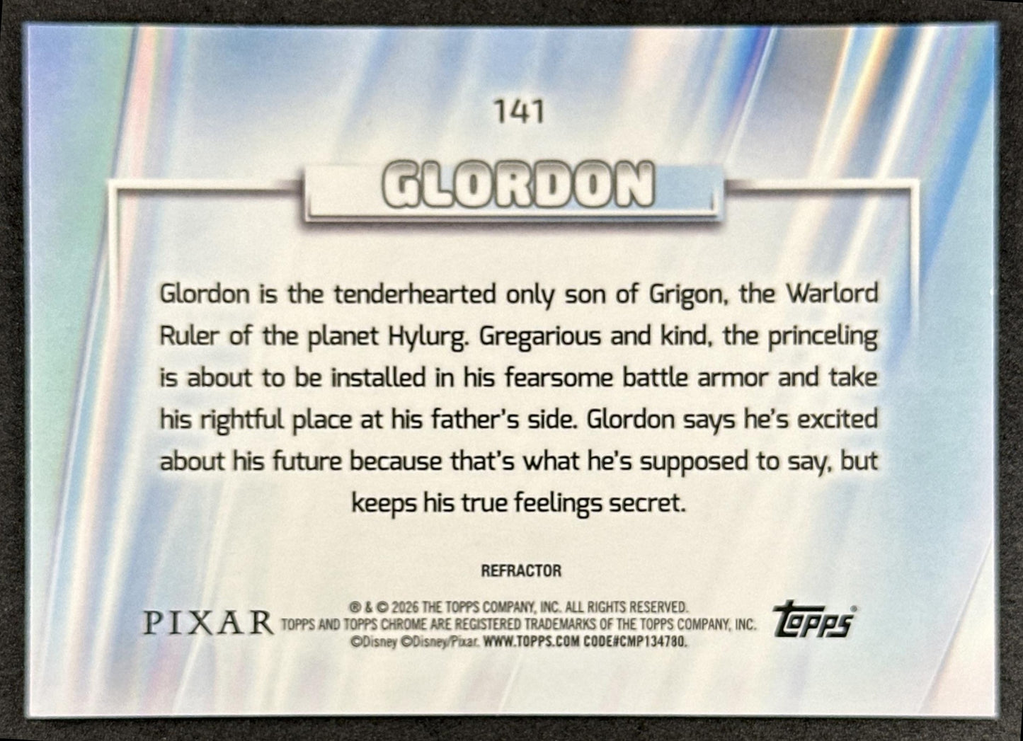 Glordon 2026 Topps Chrome Disney Refractor Elio Back