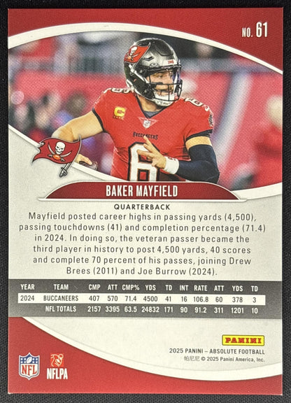 Baker Mayfield 2025 Panini Absolute Orange Mosaic /825 Buccaneers back