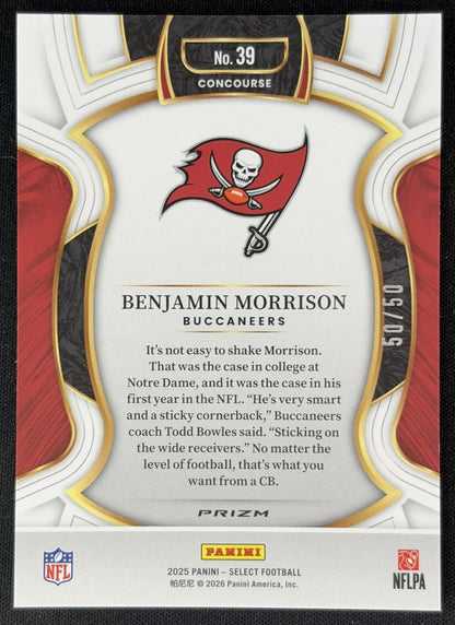 Benjamin Morrison 2025 Panini Select Concourse Dragon Scale Prizm 50/50 Buccaneers (Last on Print) Sports Trading Cards