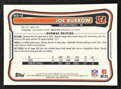 Joe Burrow 2026 Bowman Chrome NFL Mojo Refractor Bengals