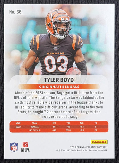 Tyler Boyd 2023 Panini Prestige Xtra Points Premium Blue /299 Bengals back