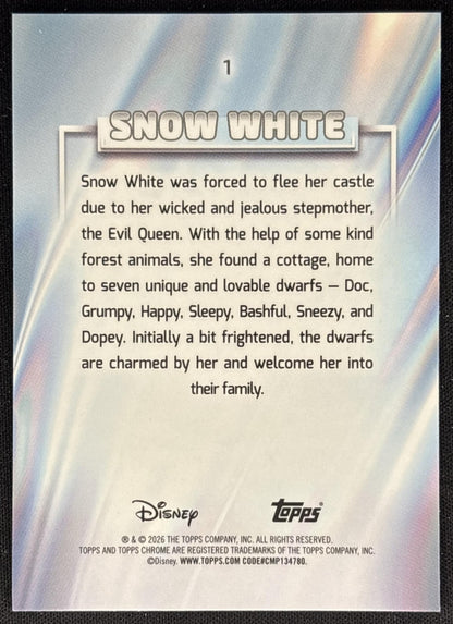 Snow White 2026 Topps Chrome Disney and the Seven Dwarfs back