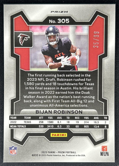 Bijan Robinson 2023 Panini Prizm Purple Wave /99 Falcons Sports Trading Cards