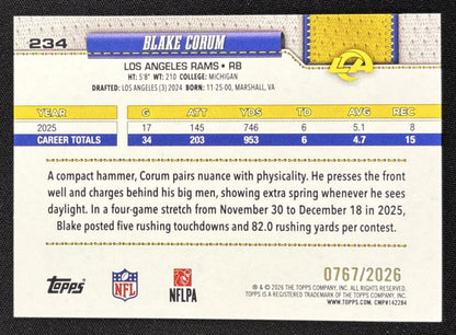 Blake Corum 2026 Topps Gold /2026 Rams