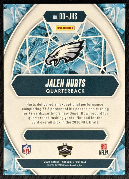 Jalen Hurts 2025 Panini Absolute Draft Diamonds Eagles back
