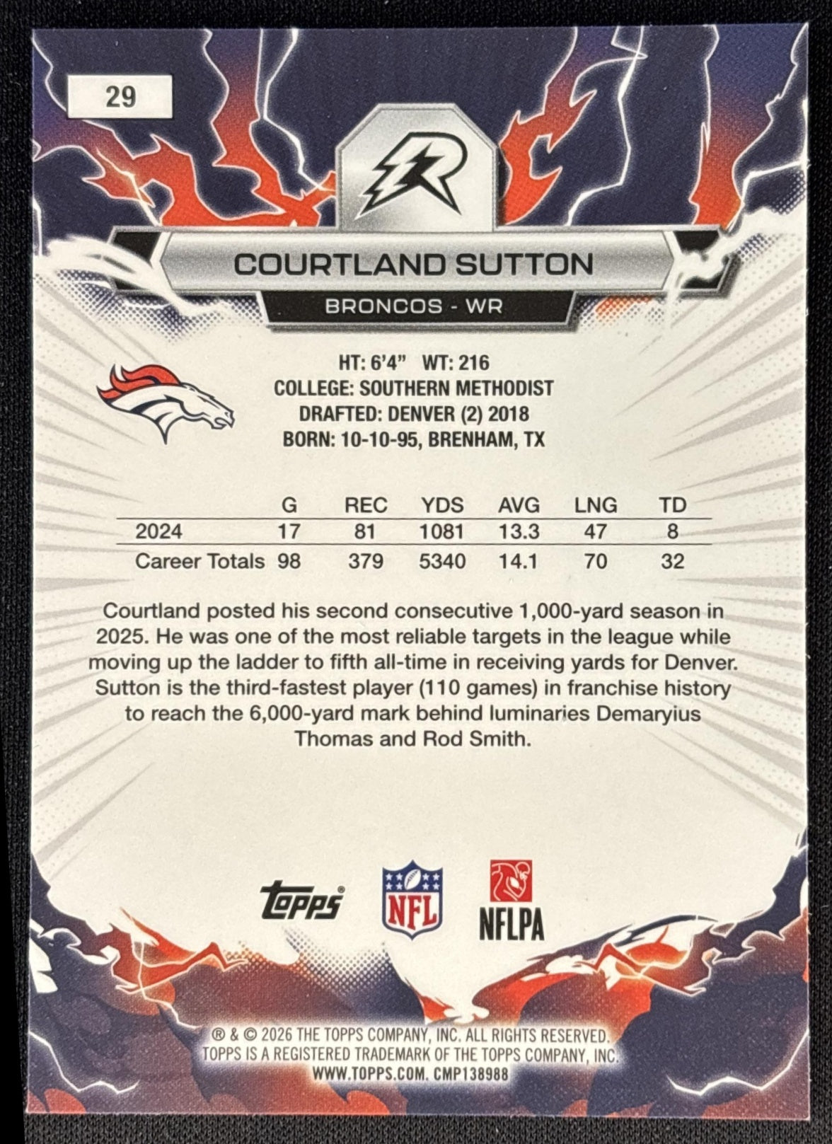 Courtland Sutton 2025 Topps Resurgence Broncos Denver Broncos back