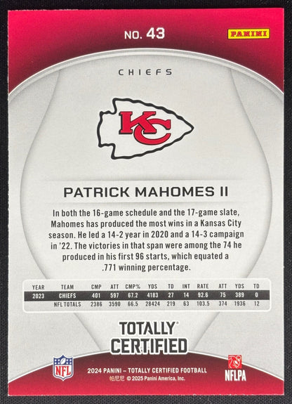 Patrick Mahomes II 2024 Totally Certified Chiefs Football