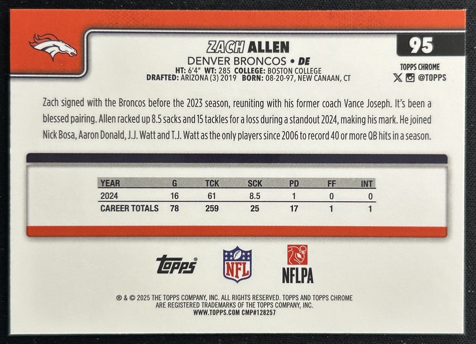 Zach Allen 2025 Topps Chrome Broncos