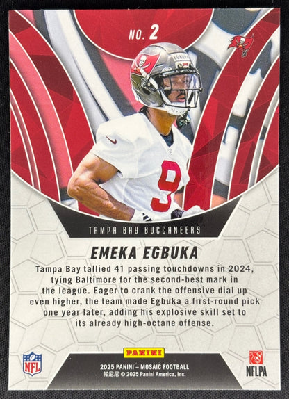 Emeka Egbuka 2025 Mosaic Elevate Mosaic Prizm Buccaneers Sports Trading Cards