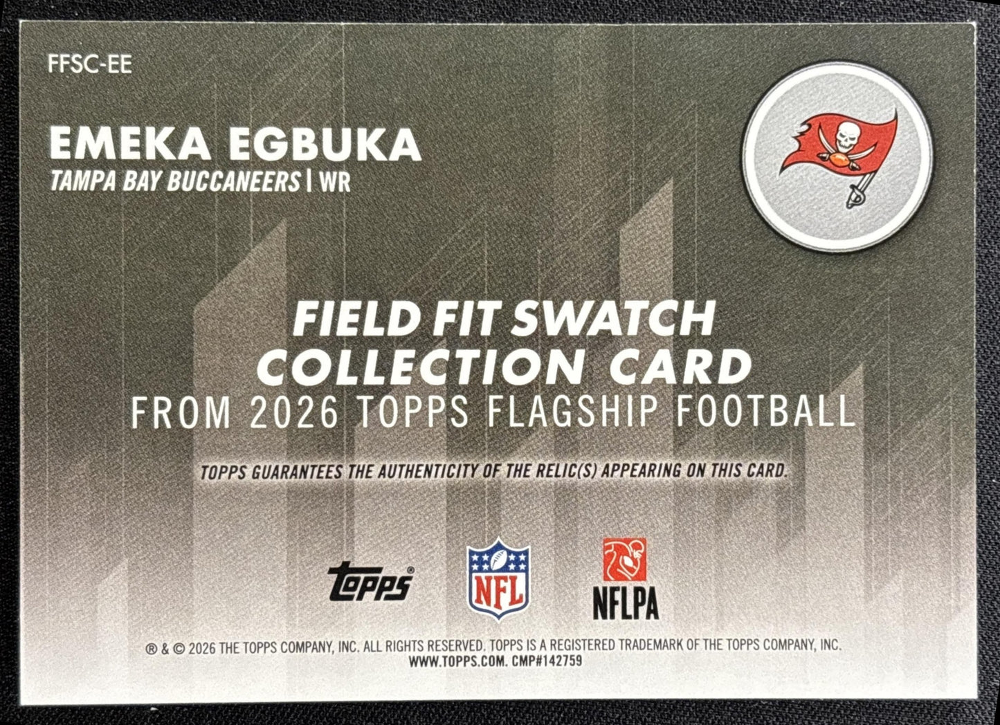 Emeka Egbuka 2026 Topps Field Fit Swatch Collection Buccaneers - back