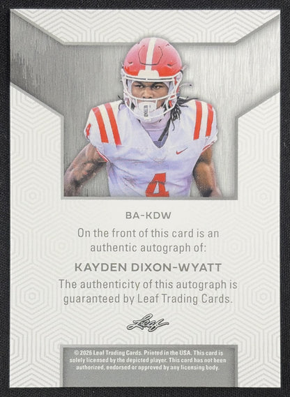 Kayden Dixon-Wyatt 2026 Leaf Trinity Auto Platinum /40 Sports Trading Card
