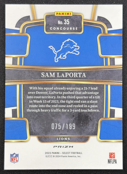 Sam LaPorta 2023 Panini Select Blue Prizms /199 Lions Detroit Lions