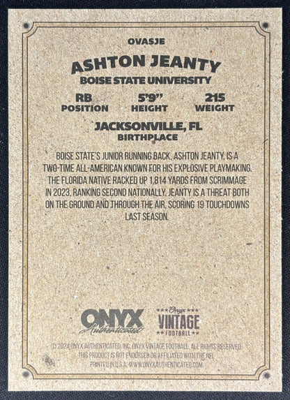 Ashton Jeanty 2024 Onyx Vintage Collection Raiders Sports Trading Cards