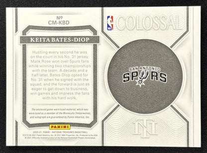 Keita Bates-Diop 2020 Panini National Treasures Colossal Material Auto /49 Spurs